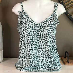 Green & White Print Top Size Medium